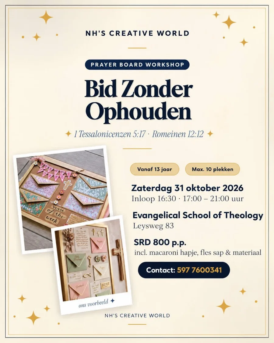 Flyer for Creative Prayer Board Workshop